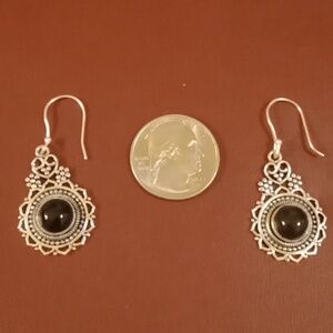 New black onyx sterling silver dangle earrings